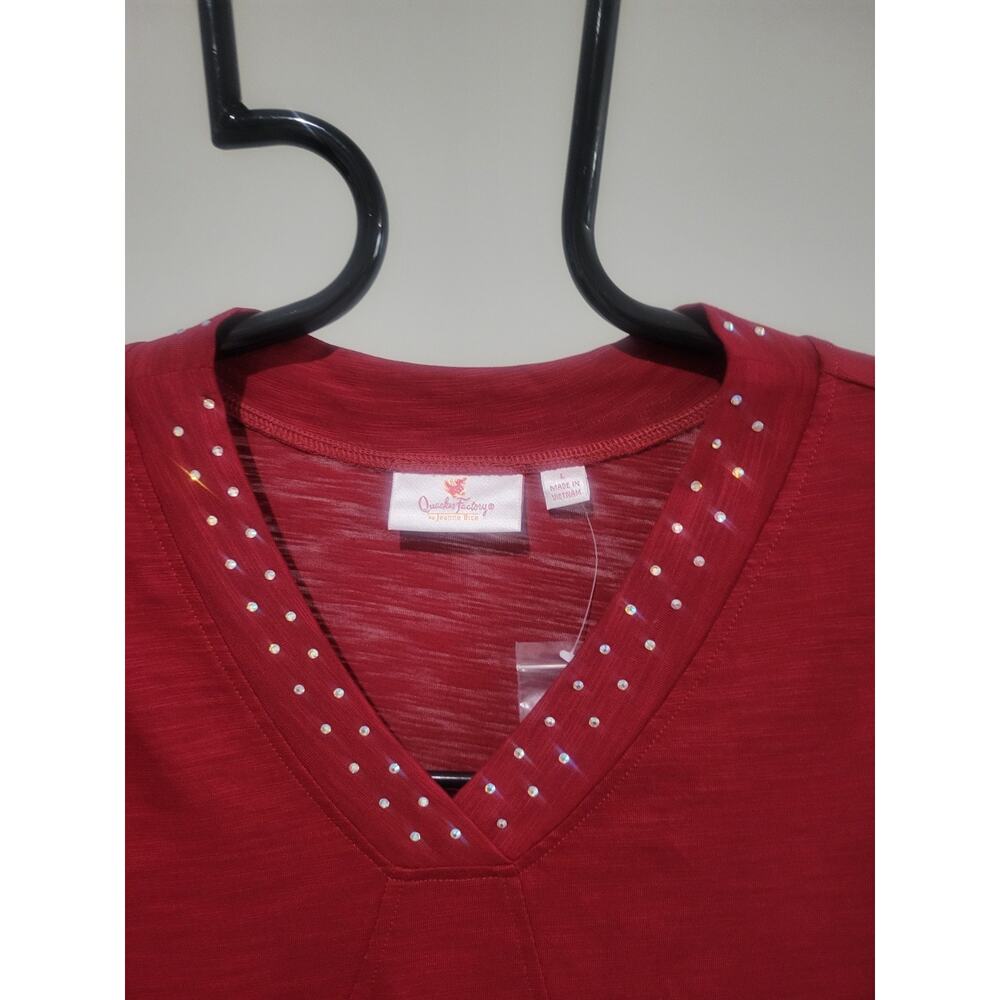 Quacker Factory Size L Cherry Red Rhinestone Shor… - image 3